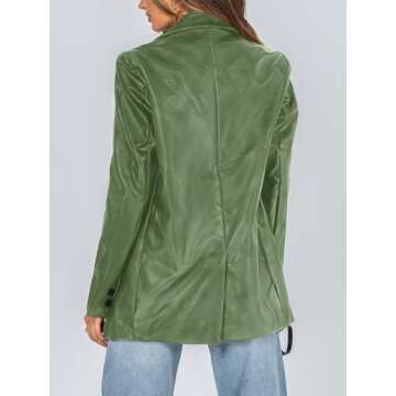 Pepochic Womens Oversized Leather Jacket Long Sleeve Faux Leather Blazer Lapel Button Down Leather Shacket Coat with Pockets