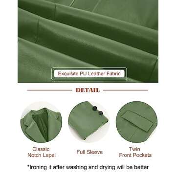 Pepochic Womens Oversized Leather Jacket Long Sleeve Faux Leather Blazer Lapel Button Down Leather Shacket Coat with Pockets