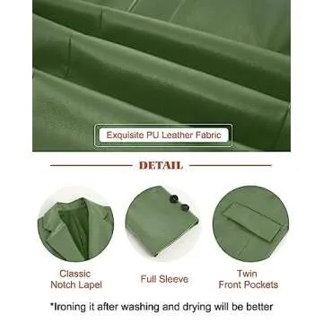 Pepochic Womens Oversized Leather Jacket Long Sleeve Faux Leather Blazer Lapel Button Down Leather Shacket Coat with Pockets