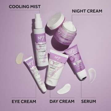 No7 Menopause Skincare Bundle - Includes Protect & Hydrate Day Cream, Instant Cooling Mist, Firm & Bright Eye Concentrate, Nourishing Overnight Cream, and Instant Radiance Serum - 5-Piece Bundle