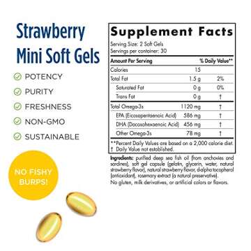 Nordic Naturals ProOmega 2000 Jr., Strawberry Flavor - 60 Soft Gels - 1120 mg Omega-3 - Ultra Potent...