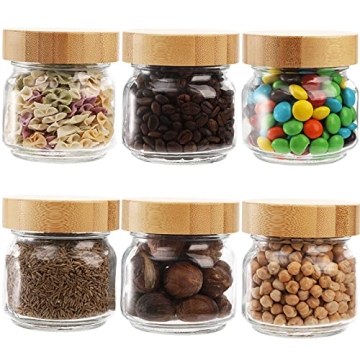 Suwimut Glass Qtip Holder Bamboo Lid Stylish Functional