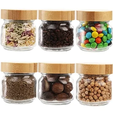 Suwimut Glass Qtip Holder Bamboo Lid Stylish Functional