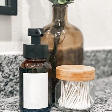 Suwimut Glass Qtip Holder Bamboo Lid Stylish Functional