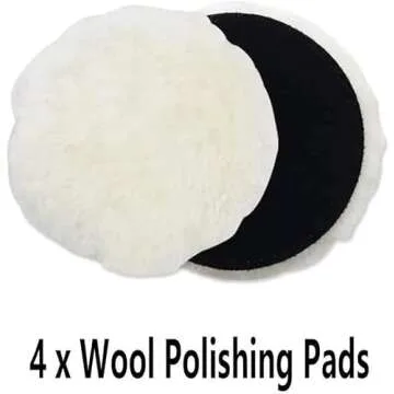 IPELY 6 Pcs 6 Inch Wool Polishing Buffing Pad Polishing Buffing Wheel for Drill Buffer Attachment with M14 Drill Adapter
