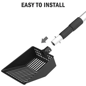 PUPTECK Metal Cat Litter Scoop - Long Handle Adjustable Kitty Litter Scooper with Deep Shovel, Stainless Steel & Non-Stick Cat Litter Sifter, Chicken Coop Accessories