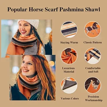 EXTREE Scarfs for Women Pashmina Silky Shawl Wrap for Evening Dressing Horse Scarf Blanket Open Front Poncho Cape