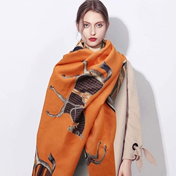 EXTREE Scarfs for Women Pashmina Silky Shawl Wrap for Evening Dressing Horse Scarf Blanket Open Front Poncho Cape