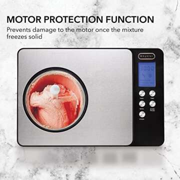 Whynter Ice Cream Maker Machine Automatic 2.1 Qt. with Built-In Compressor, LCD Digital Display & Timer, No Pre-Freezing, ICM-200LS, Stainless Steel