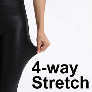 Tagoo Faux Leather Leggings for Women Tummy Control
