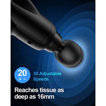 Massage Gun for Athletes, Deep Tissue Percussion Muscle Massager with 6 Heads for Pain Relief, Handh...