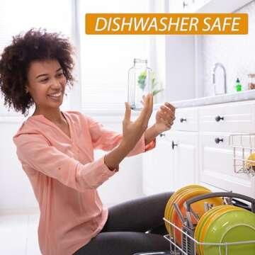 umud Juice Bottles with Lids, 16 Oz - Set of 8 - Clear Glass Jars with Caps - Reusable Empty Drink Containers for Juicing, Smoothies, Water, Milk, Kombucha Storage, Wellness Shots and More (8)