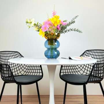 Cloudnola Reversible Large Glass Flower Vase and Bud Vase, Blue and Yellow, 12" Height x 8.1" Dia, Home, Wedding, and Event Decor