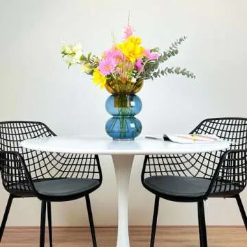 Cloudnola Reversible Large Glass Flower Vase and Bud Vase, Blue and Yellow, 12" Height x 8.1" Dia, Home, Wedding, and Event Decor