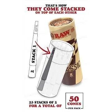 RAW King Size Pre-rolled Cones - 50 Pack for Easy Use