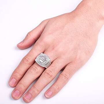 Caperci Men's Sterling Silver Crown Cubic Zirconia Ring Size 12