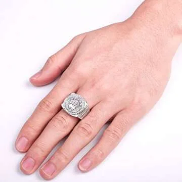 Caperci Men's Sterling Silver Crown Cubic Zirconia Ring Size 12
