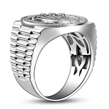 Caperci Men's Sterling Silver Crown Cubic Zirconia Ring Size 12