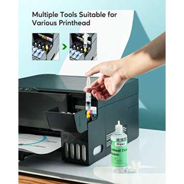 Hiipoo Universal Printhead Cleaning Kit Compatible for HP Canon Brother Inkjet Printers,Work with 8600 8610 ET-2650 WF-2650 WF-2750 WF-7710 WF-7720 ect, High Efficiency Premium Syringe, 100ML