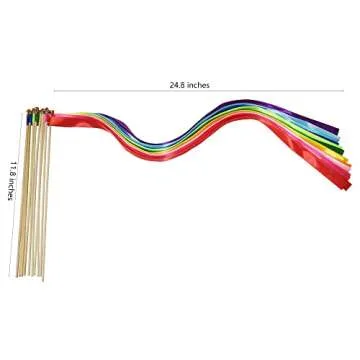 Kingsnow 100 Colorful Ribbon Wands for Weddings and Parties