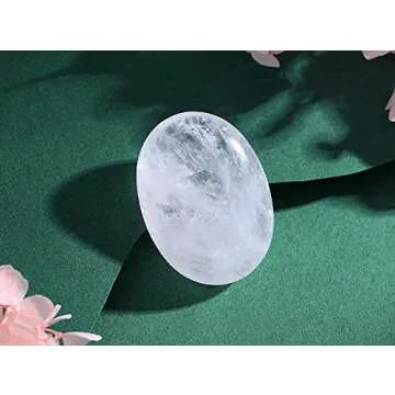 Clear Quartz Thumb Healing Crystals Stones Sets Hand Carved Stones Gemstone Pocket Natural Stone Meditation Reiki Energy Oval Worry Stone Palm Stone for Anxiety Therapy