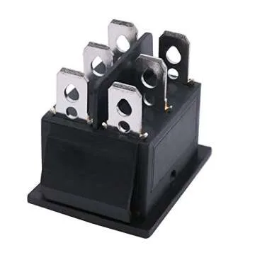 TWTADE Latching Polarity Reverse Switch 12V 10A DC Motor Control 6 Pin 3 Position ON-Off-ON AC 110V-220V Black Boat Rocker Toggle Switch with Wire KCD2-203-JT