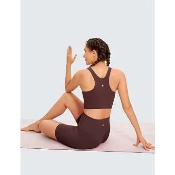 CRZ YOGA Racerback Bra for Women - Light Support Yoga Top