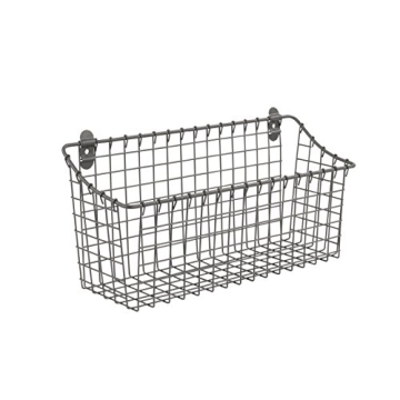 Rustic Steel Wall Basket for Farmhouse Storage & Organization