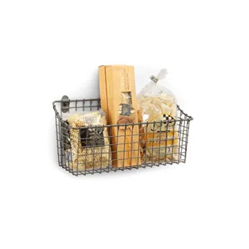 Rustic Steel Wall Basket for Farmhouse Storage & Organization
