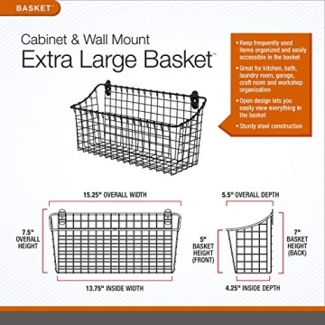Rustic Steel Wall Basket for Farmhouse Storage & Organization