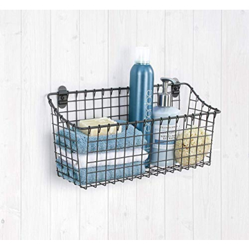 Rustic Steel Wall Basket for Farmhouse Storage & Organization