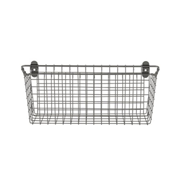 Rustic Steel Wall Basket for Farmhouse Storage & Organization