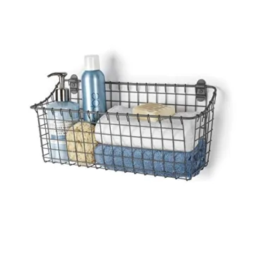 Rustic Steel Wall Basket for Farmhouse Storage & Organization