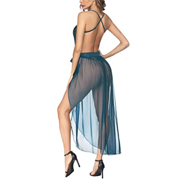 Avidlove Deep V Teddy Sexy Lace Bodysuit with Long Skirt