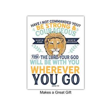 Religious Educational Christian Home Decor Wall Art Set - Scripture Bible Verse Quotes - Jungle Anim...