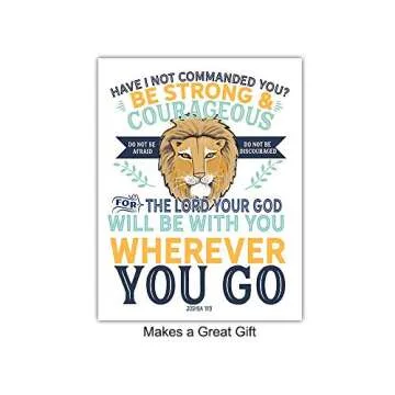 Religious Educational Christian Home Decor Wall Art Set - Scripture Bible Verse Quotes - Jungle Anim...