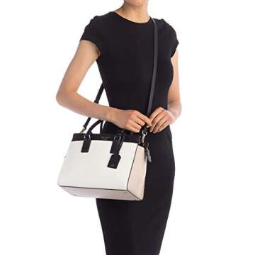Kate Spade New York Cameron Medium Satchel Purse (Bright White/Warm Beige/Black)