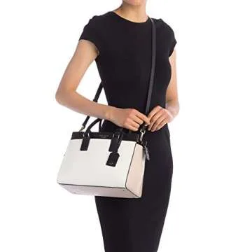 Kate Spade New York Cameron Medium Satchel Purse (Bright White/Warm Beige/Black)