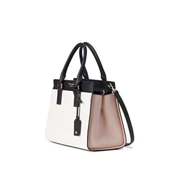 Kate Spade New York Cameron Medium Satchel Purse (Bright White/Warm Beige/Black)