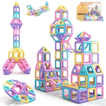 Rurvale Toddler Girl Toys, Magnetic Tiles Basic Set, Birthday Gifts Ideas for Girls Age 3-5