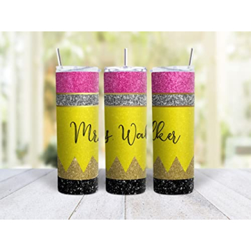 Personalized 20oz Teacher Tumbler with Lid & Straw