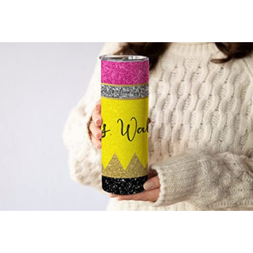 Personalized 20oz Teacher Tumbler with Lid & Straw
