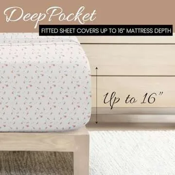 Linen Market Double-Brushed Patterned Microfiber Queen Sheet Set 4 Piece – Oeko-TEX Certified Ultra Soft & Wrinkle-Free - 16" Deep Pocket Sheets - Easy Care Queen Size - Soft Floral Pink