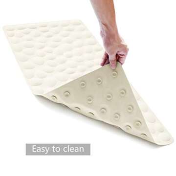 Non-Slip Bathtub Mat OTHWAY Soft Rubber Bathroom Bathmat with Strong Suction Cups (Beige)
