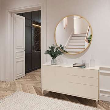 GLSLAND Circle Mirror, Black Round Wall Mirror 30 Inch, Round Vanity Mirror for Bathrooms, Entryways, Living Rooms and Wall Decor