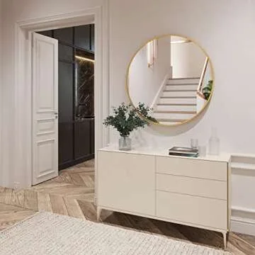 GLSLAND Circle Mirror, Black Round Wall Mirror 30 Inch, Round Vanity Mirror for Bathrooms, Entryways, Living Rooms and Wall Decor