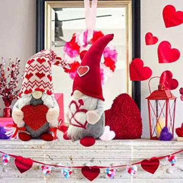 Valentines Day Decor - Valentines Day Decorations - Valentines Day Gifts for Her, Teacher, Girls, Him - Wedding for Women - Valentines Day Couple Plush Gnomes Decorations for Home