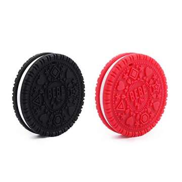 Bebe Silicone Baby Teether Toys & Gum Massagers, 1 Hard & 1 Soft Cookies & Raspberry