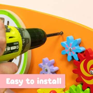 SPARK & WOW Bear Activity Wall Panel - Ages 18m+ - Montessori Sensory Wall Toy - 4 Activities - Busy Board - Toddler Room Décor