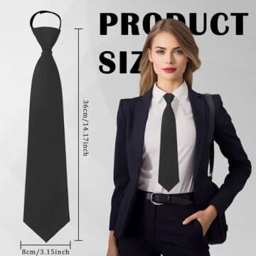 Luckyvestir Ties for Women, School Ties for Girls Kids, Adjustable Neck Tie, Black Pre-tied Zipper T...